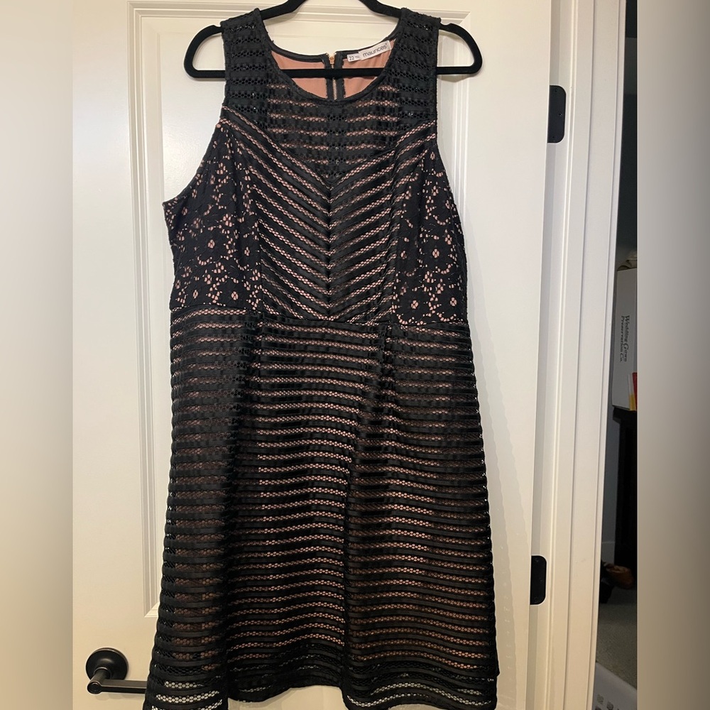Maurices Black and Pink Lace Midi Dress